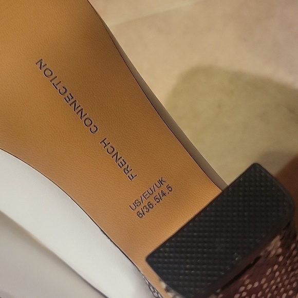 NEW! FRENCH CONNECTION Tall Liv Boots Snakeskin Heel Zipper Accent 6. - Picture 8 of 9